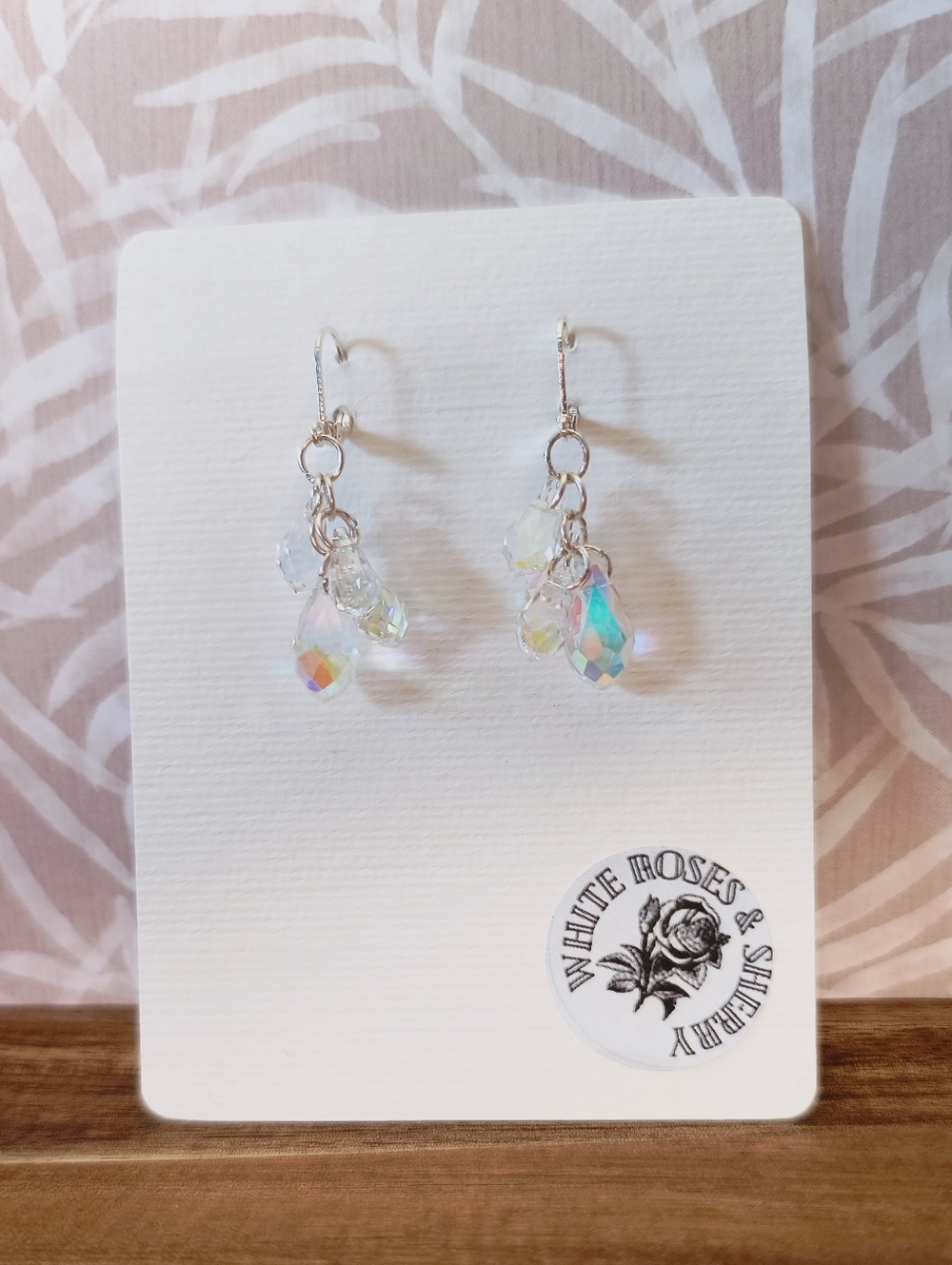 Handmade Crystal Teardrop Dangle Earrings • 925 Sterling Silver Plated